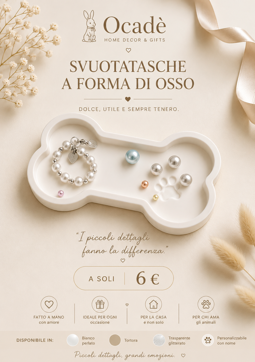 Svuotatasche a Forma di Osso in Resina