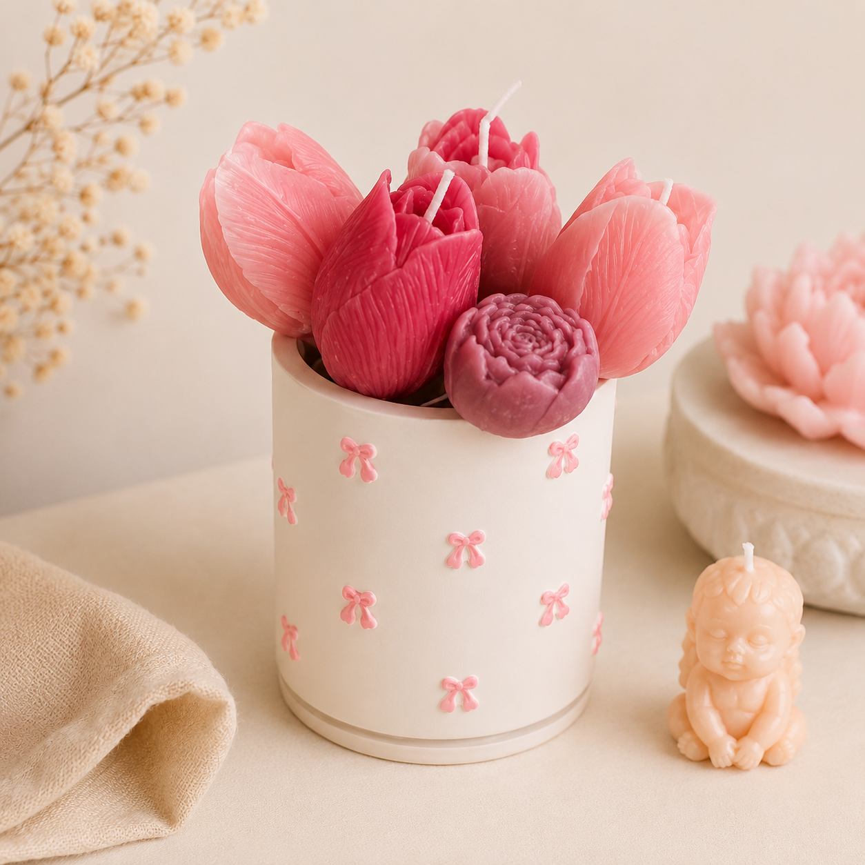 Vaso Tulipani con Candele Floreali