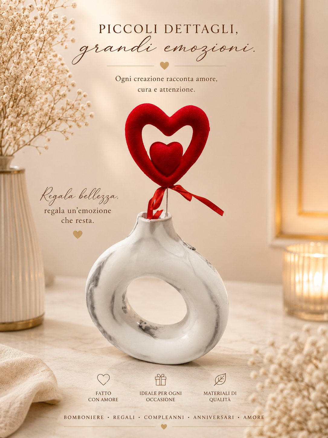 Vaso Love con Cuore Decorativo