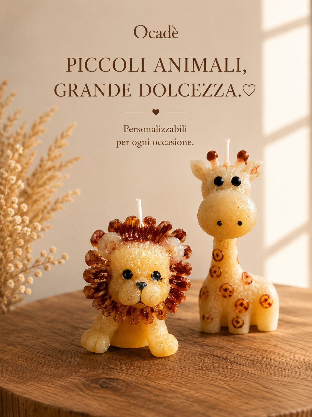 Candeline Safari – Leone e Giraffa Artigianali