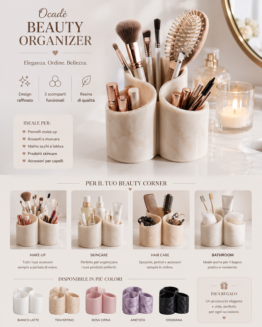Beauty Organizer in Resina – Porta Pennelli e Accessori Multiuso
