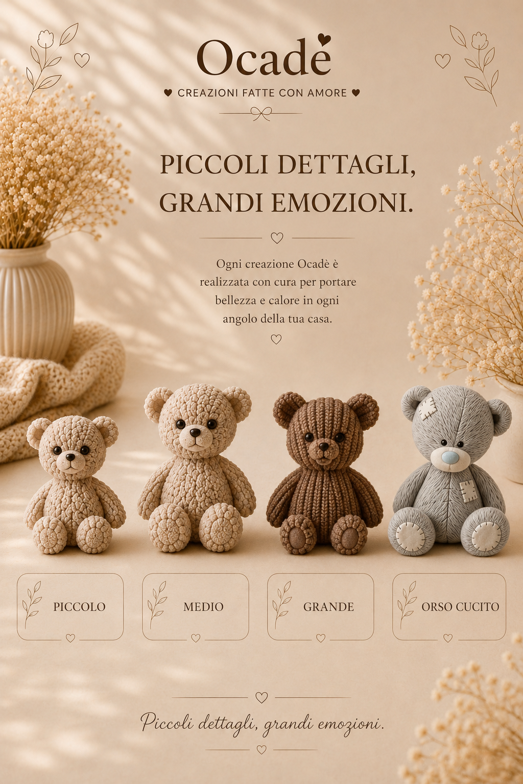 Orsetti Teddy Decorativi in Gesso Ceramico