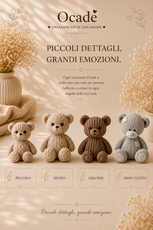 Orsetti Teddy Decorativi in Gesso Ceramico