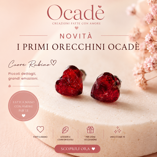 Orecchini Cuore Rubino – Collezione Gioielli Ocadè