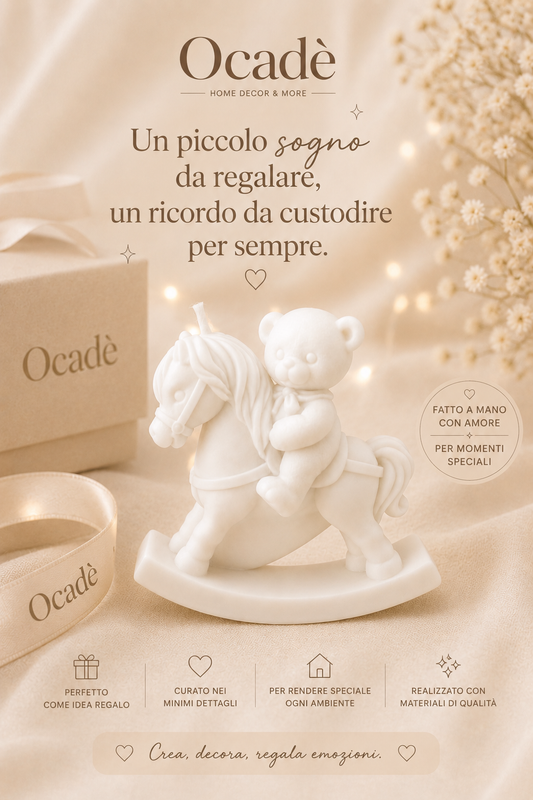Cavallo con Orsetto – Candela e Decorazione Artigianale