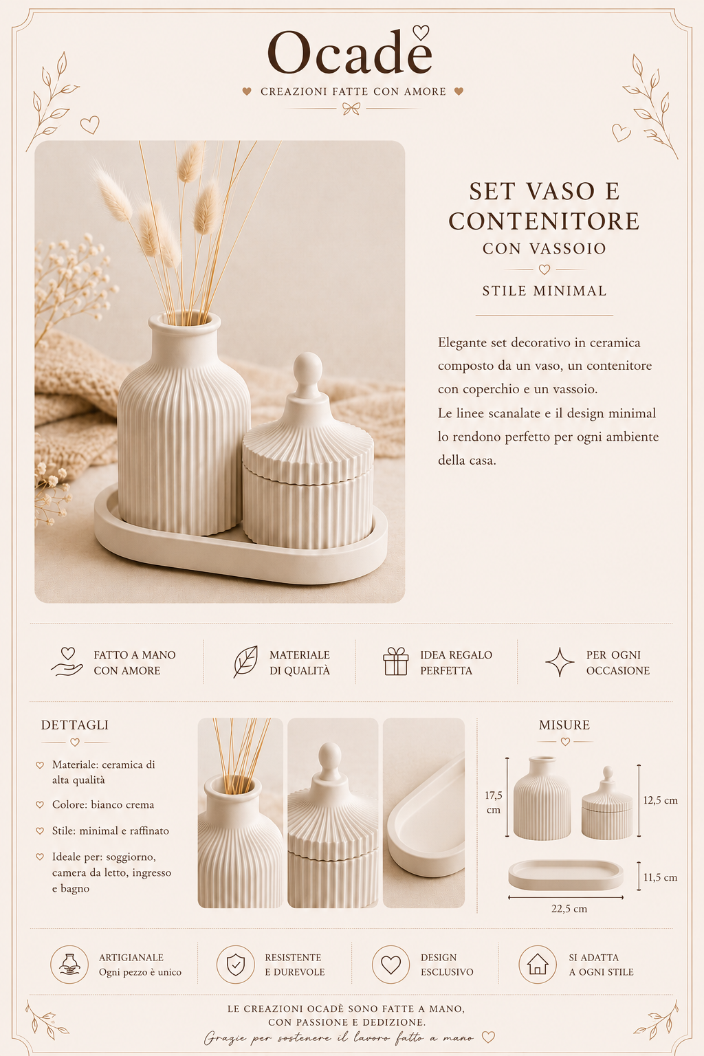 Set Vaso e Contenitore con Vassoio