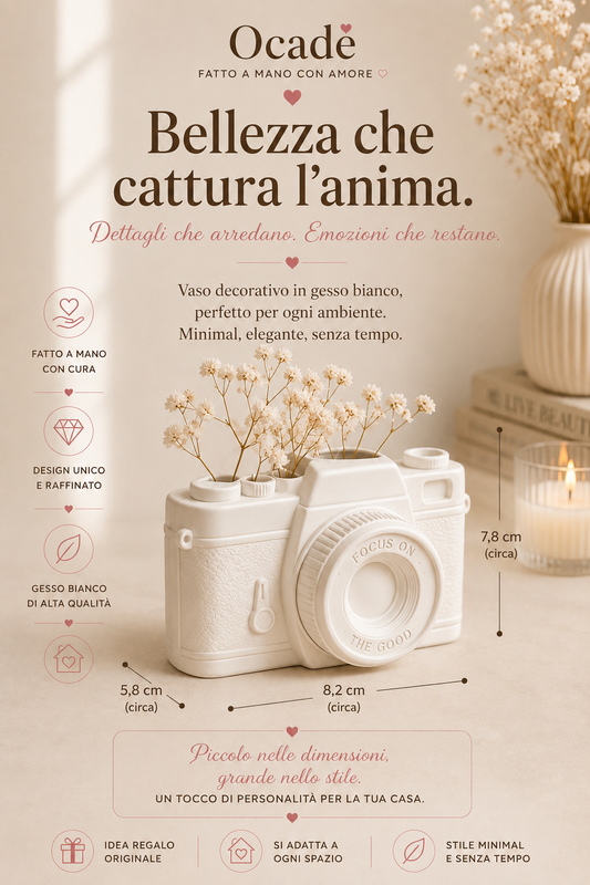 Vaso Macchina Fotografica Decorativo in Gesso