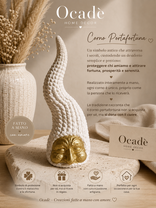 Corno Portafortuna Artigianale in Gesso – Home Decor Ocadè