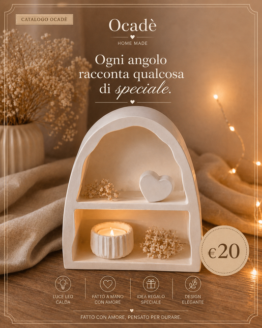 Mensolina Decorativa ad Arco Artigianale – Portaoggetti Ocadè