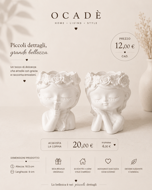 Vaso Decorativo Bimba con Corona di Fiori