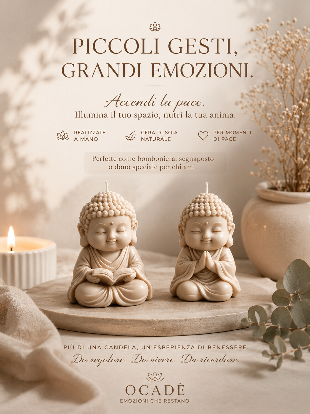 Candela Buddha in Cera di Soia – Collezione Serenity | Ocadè