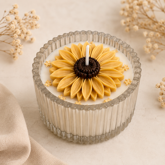 Candela Girasole Artigianale in resina  – Decorazione Floreal