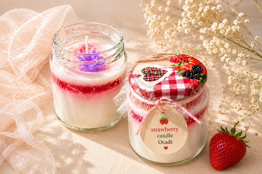 Strawberry Candle Artigianale in Vetro – Candela Fragola