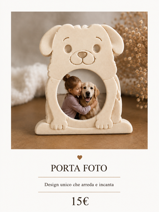 Porta Foto Cucciolo Decorativo in Gesso Ceramico