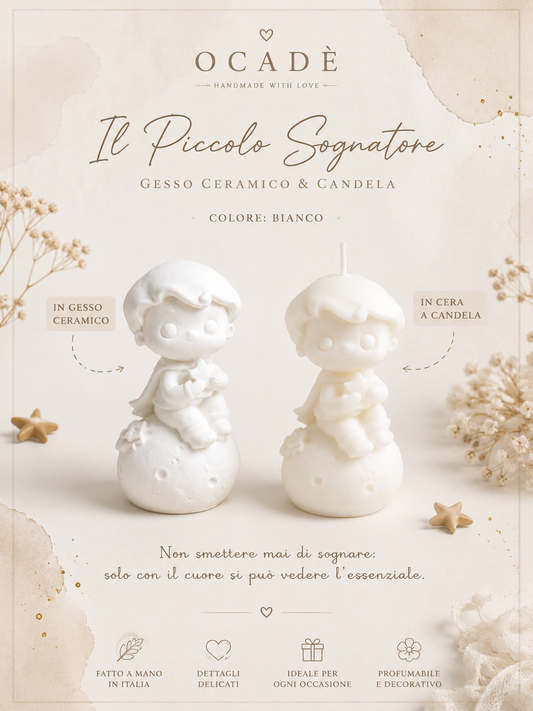 Il Piccolo Sognatore – Gesso Ceramico e Candela Artigianale